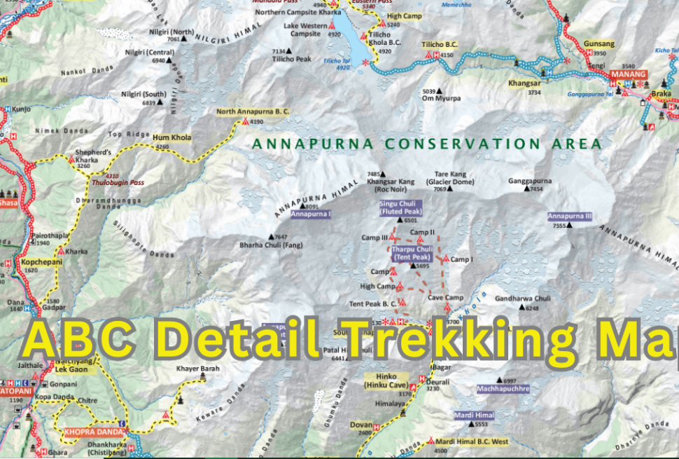 ABC detail trekking Map showing all the trek route details