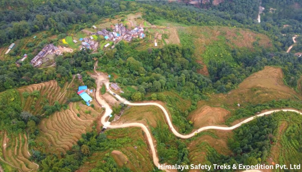 Drone view of the Panchase Trek