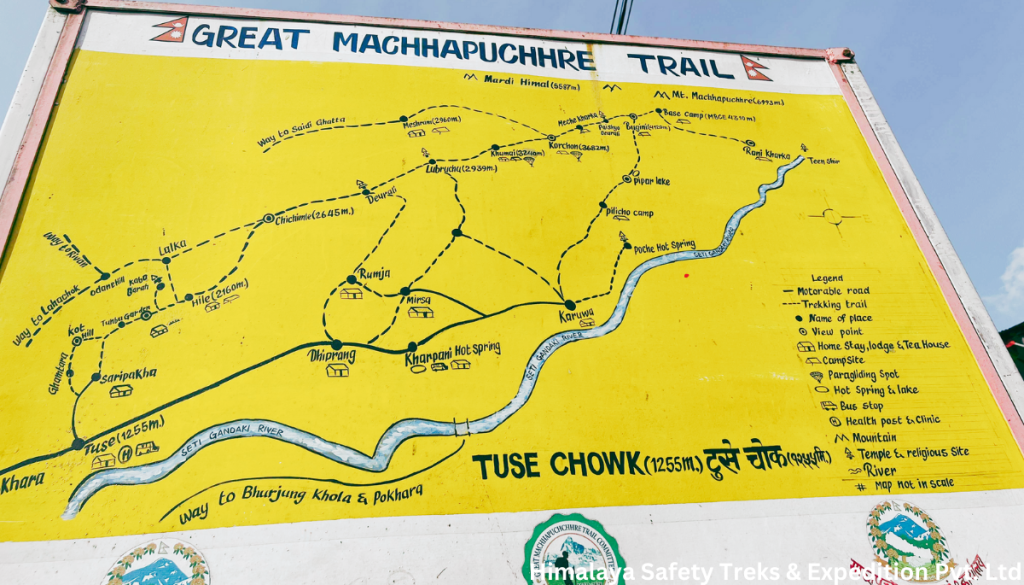 Trekking map painted in the trekking route of Khumai Danda Tuse