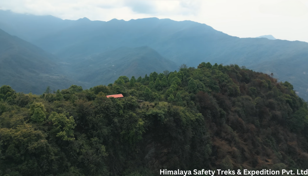 A teahouse in middle of lush forest during the Khumai Danda Trek