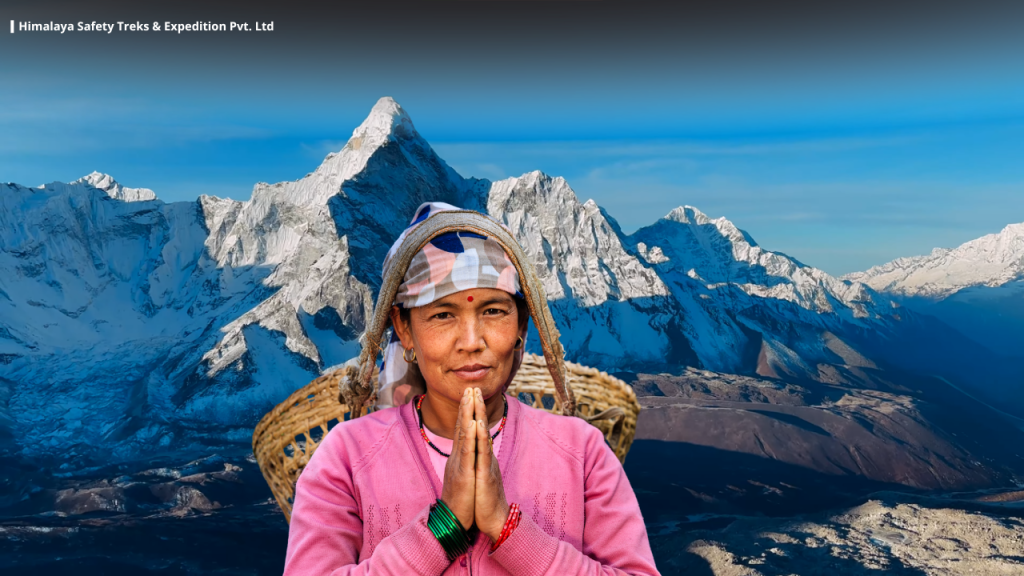 Nepali women greeting Namaste